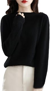 Suéter De Cachemir Liso para Mujer, Cuello Redondo, Rizado, Suelto, De Color Sólido, Informal, Cálido, De Punto