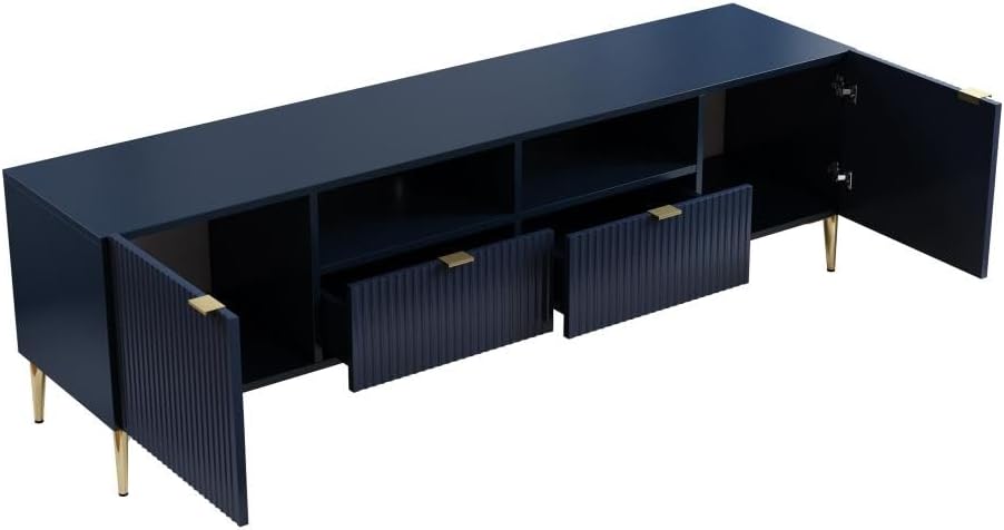 Vente-unique YESINIA TV Cabinet with doors and drawers open