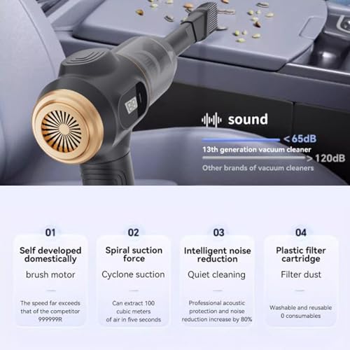 Aspirador para coche inalámbrico portátil con función de soplador de aire para limpieza del auto 4
