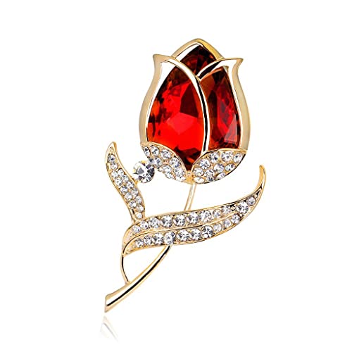 GTGX HK Anstecker Brosche Broschen Rhinestone Rote Rose Pins Blume Schmuck Brosche for Dame Kleidung Zubehör Nette Frauen Hochzeit Bankettbroschen broschennadeln Anstecknadeln Cover