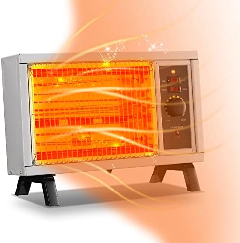 JASUN Radiant Heater Electric Space Heater Fast Heating with Adjustable Thermostat, Portable Indoor Heater with Handle Quiet1250W/1500W for Office Home Garage Bedroom ETL Approved White