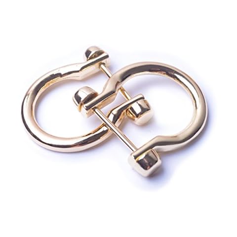 Bobeey 4pcs Gold U Shape D-Rings,Horseshoe Shape D Ring,Screw in Shackle Horseshoe Shape D Ring DIY Leather Craft Purse Keychain Accessories BBC11 (Light Gold) Cover