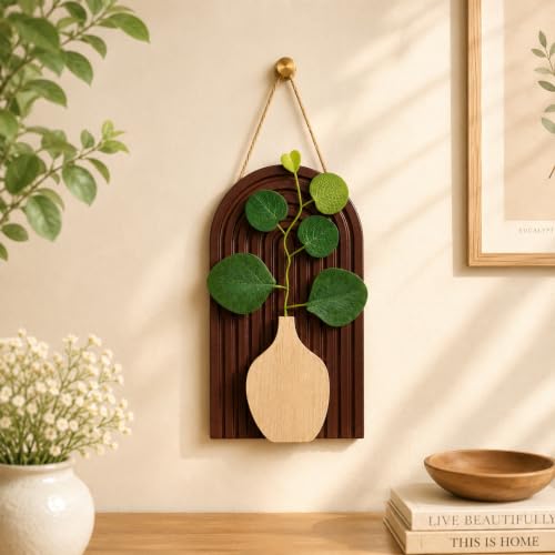 Image of Art Street Boho Floral Art with for Living Room, Modern MDF Set for Home Decor, Aesthetic Hanging Showpiece, Bedroom & Office Decoration, (Size 13 x 23 cm)