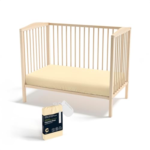 Image of Olive + Crate Crib Sheets Luxury Eucalyptus Tencel, Naturally Pure Ultra Soft and Breathable, Boys and Girls, Baby and Toddler, Deep Pockets, Butter Cream (52 x 28)
