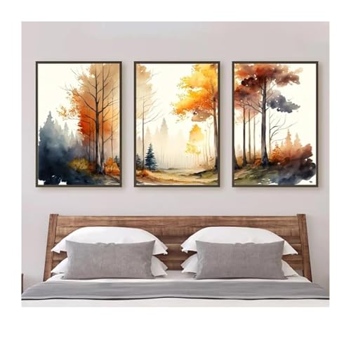 Imprimés d'art muraux forêt d'automne sur toile premium C