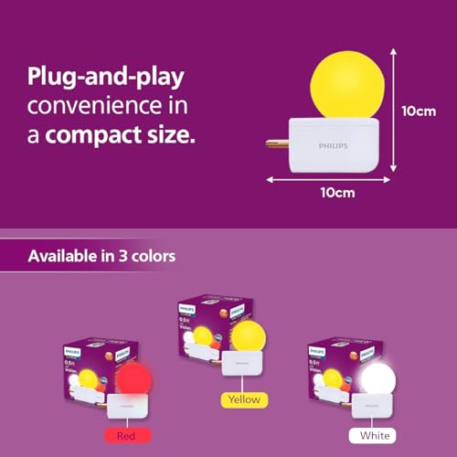 Image of Philips Joy Vision Coral Rush 0.5W LED Night Lamp | Soft White Glow | Energy Efficient | Plug-in Prong Design | Ideal for Bedroom, Kids Room & Hallway (Yellow, Pack of 2)