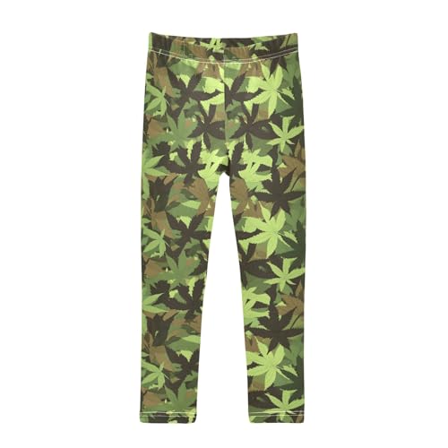 Girls' Athletic Leggings Ankle Length Yoga Dance Pants Kids Teen 4T Leaves in Camouflage