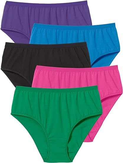 louryn koulyn Women's Plus Size Hi-Cut Cotton Brief 5-Pack-picture-56