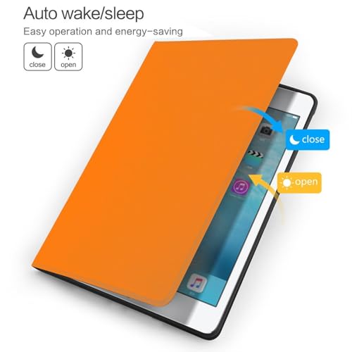 Protection iPad 7e génération orange antichoc avec support de visionnage ajustable