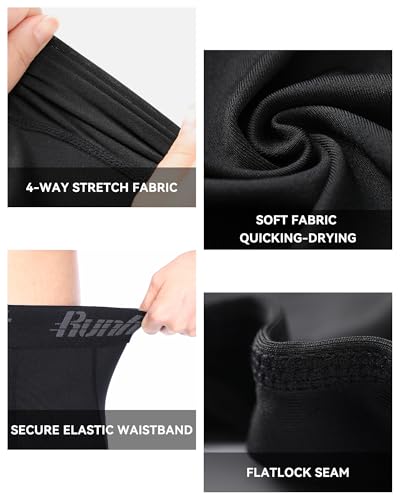 Runhit Boys Compression Pants 3/4 - Youth Athletic Leggings Capris Tights Sports Base Layer for Basketball Football Baseball4