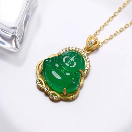 Collier en jade vert véritable d'une qualité joaillerie et argent S925 plaqué or