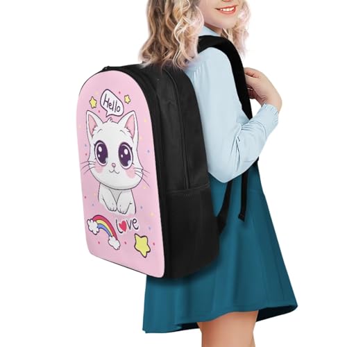 Flashideas Cute Cat School Backpack Set for Girls with Lunch Bag Pen Bag Set Cute Book Bag School Backpack Portable Lunch Bag Backpack for School Girls Designed for Boys & Girls2