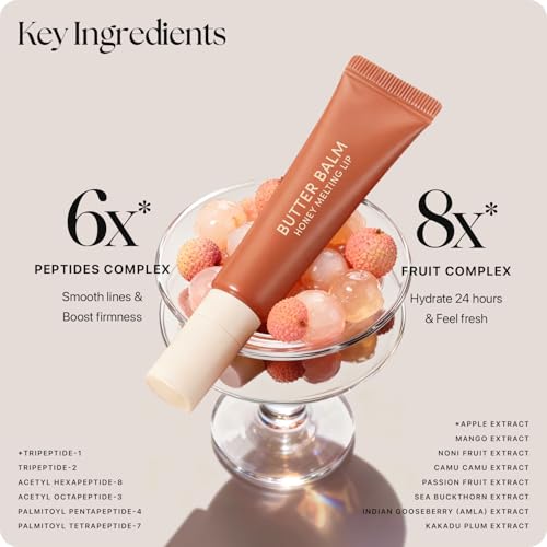 Image of Nature Republic Honey Melting Lip Butter Balm - Hydrating Tinted Balm with Peptides, for Sheer & Glossy, Smooth & Soft Lips (LYCHEE JELLY)