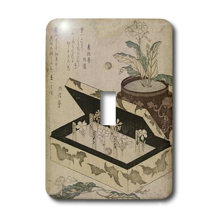 Cacher un interrupteur jauni grâce à la plaque décorative peinture japonaise de fleurs