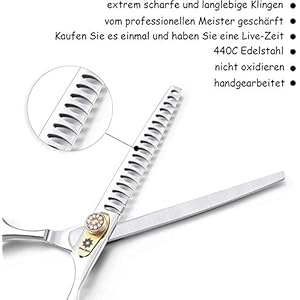   Dream-Reach-Professional-Dog-Grooming-Straight-Curved-ThinningBlendingChunking-Scissors-Kit-JP-440C-Stainless-Steel-Pet-Cat-Hair-CuttingTrimming-Shears-7-inch-Chunker-Scissors