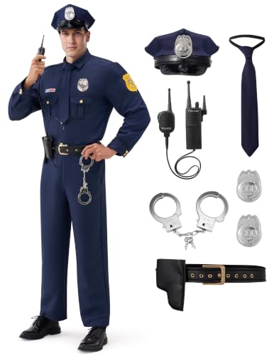 Spooktacular Creations Halloween Cop Costume Men, Blue Police Costume for Cop Adult Halloween Costume Cosplay Party