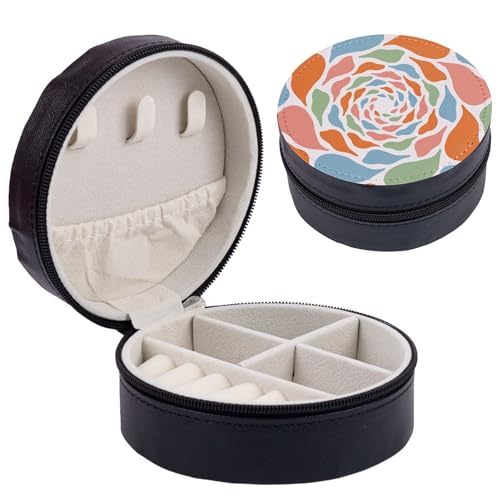 Framendino, Caixa organizadora de couro de sublimação redonda para anéis e brincos e colar