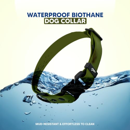 Image of Adil's Biothane Waterproof Dog Collar, Dog Leash & Collar Leash Combo | Heavy Duty TPU Coated Webbing | Adjustable Quick Release Buckle | Odour Resistant (Army Green, M-18, Collar Only)
