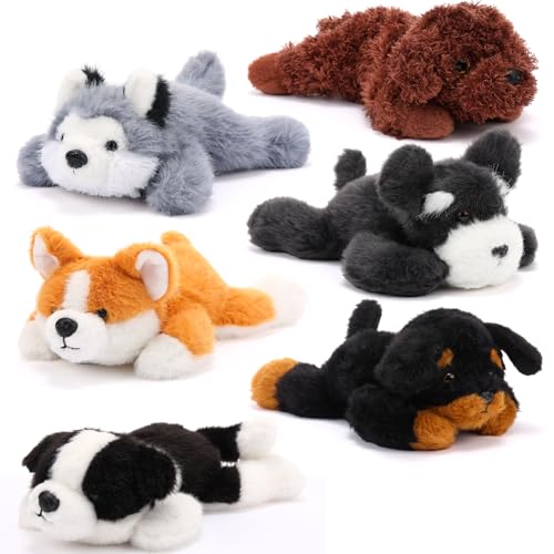 Harrycle 6 Pcs 8 Inch Stuffed Animal Plush Dog Puppy Soft Plush Pillow Toy Fluffy Puppy Set for Kids Girls Dog Theme Party Favor Birthday Baby Room Home Decor(Classic Color,Lovely)