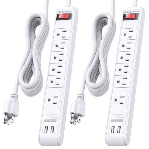 [ETL Listed] Cable Matters 2-Pack 6-Outlet Surge Protector, 12ft