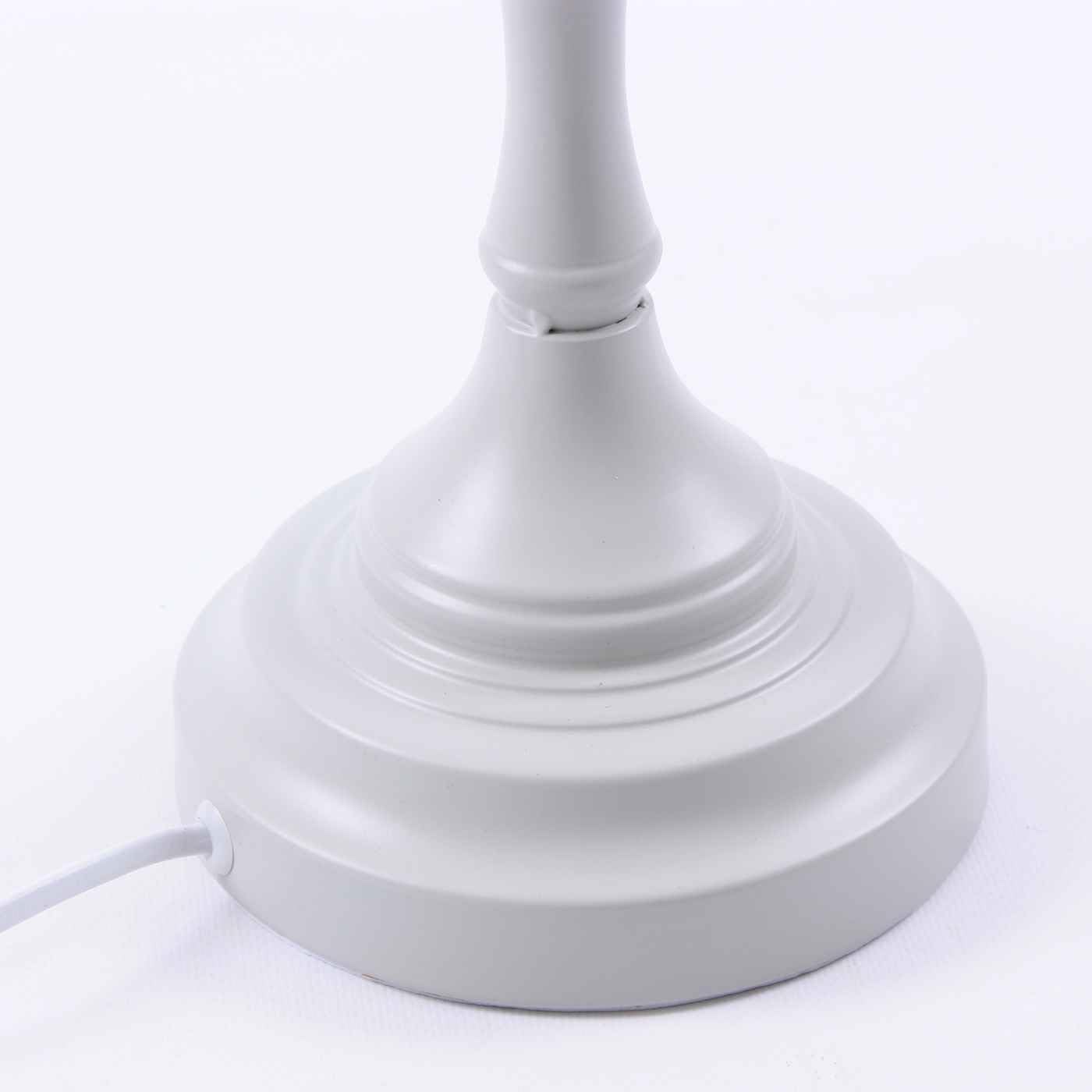 DiKasa Lampada da Tavolo Classica Alta in Metallo Grigio con Paralume in Cotone Bianco, Design Elegante e Slanciato con Attacco E14 per Soggiorno Camera Ufficio Ø35x70 cm