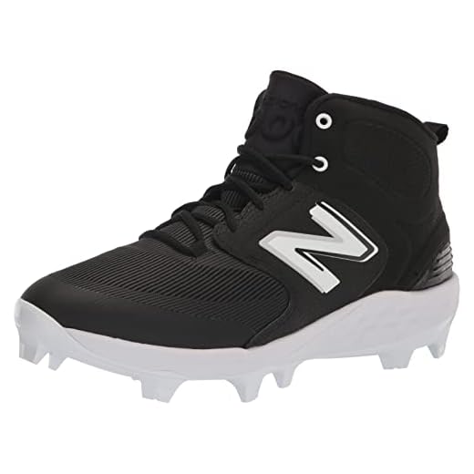New Balance Men's Fresh Foam 3000 V6 Mid-Molded Baseball Shoe, Black/White, 15