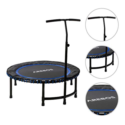 Arebos Fitness-Trampolin mit Haltegriff | bis 120 kg | TÜV-geprüft | Körpertraining und Cardio Workouts | leise… – Bild 4