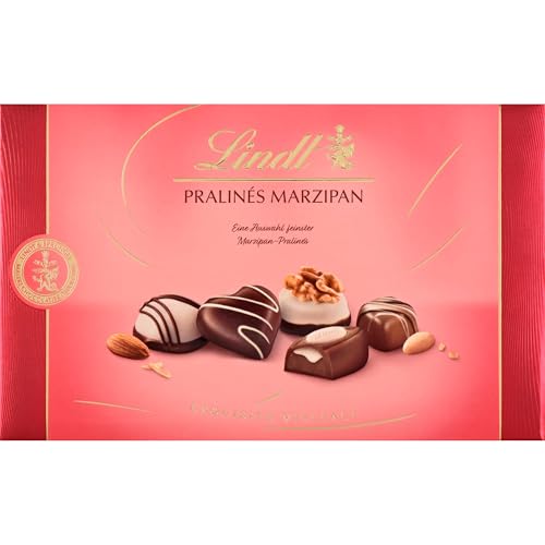 Lindt Schokolade | Pralinés Marzipan Schachtel | 125g | 12 Pralinen in feinen Marzipan-Kreationen in 6 Sorten teilweise mit Alkohol | Pralinen-Schokoladen-Geschenk