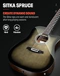 Donner Guitare électrique acoustique pour débutant intermédiaire avec amplificateur Capo Strap Pick Tuner, 41 Kit Acustica Electro Guitarra de pouce