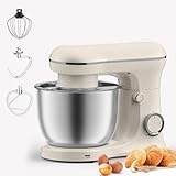 10 Speeds Stand Mixer With Bowl 6.5QT Stainless Steel, Electric Kitchen Stand Up Mixer for Baking Cakes Cookie Bread Salad Food with Egg Whisk, Dough Hook, Flat Beater - Portable Baking Mixers White