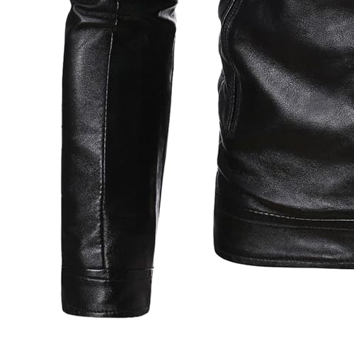 Men's Zipper Pocket Leather Jacket Vintage Stand Collar PU Coat Cool Biker Jackets For Men4