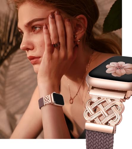 Image of TOYOUTHS Braided Magnetic Band Compatible with Apple Watch Bands 38 /40 /41 /42 /44 /45 /46 /49mm Women Men, Dressy Celtic Metal Stretchy Elastic Strap for iWatch Series 11 10 9 8 7 6 5 4 SE /Ultra 3 2 1