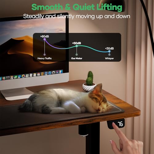 Crenova Electric Standing Desk,Height Adjustable Computer Home Office Stand Up Desk,48 x 24 Inches Whole-Piece Sit Stand Studying Gaming Table(Vintage Brown) - Thumbnail 5