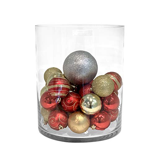WGV Cylinder Vase, Width 9\", Height 12\", Clear Wide Large Diameter Flower Glassware, Floral Container, Planter Terrarium for Wedding Party Event, Home Accent Decor, 1 Piece