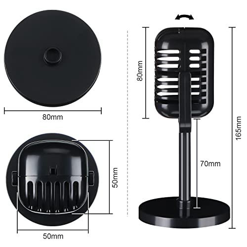 Image of Zubebe 4 Pcs Retro Vintage Microphone Props Halloween Fake Microphone Plastic Pretend Mic for Podcast Event Rock and Roll Hip Hop Music Movie Theater Birthday Jazz Party Decor(Black)