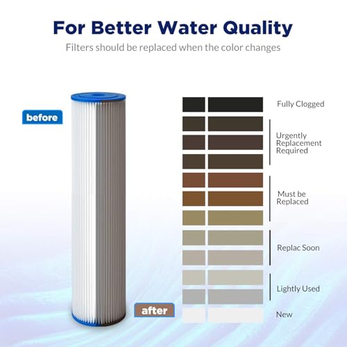 Filtre à eau sédiments lavable en polyester plissé pour purifier l'eau de maison - 8