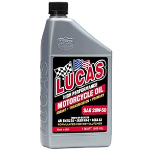 Lucas Oil 10700 High Performance SAE 20W-50 Motorcycle Oil – 1 Quart (Pack of 6)