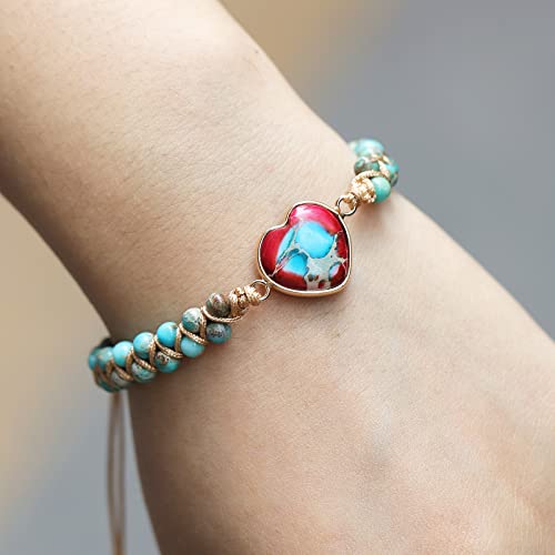 Faiyi Handmade Boho Wrap Bracelets Natural Stone Bead String Adjustable Bracelet Jewelry Gifts For Women And Girls(Blue) #TOP1