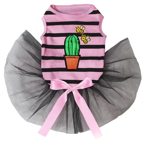 Robe pour chien extensible et confortable à rayures rose et noir L - 2