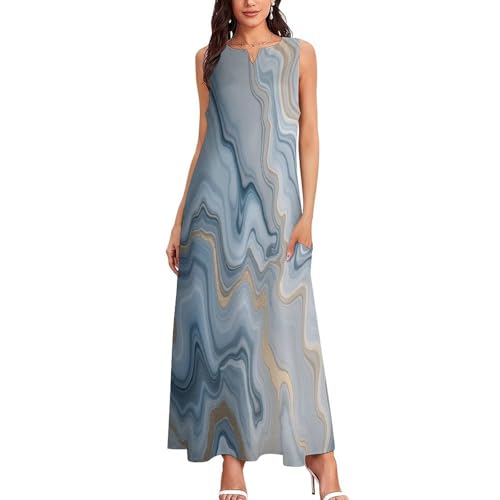 Robe longue imprimé marbre pour masquer les rondeurs avec style et légèreté - 2