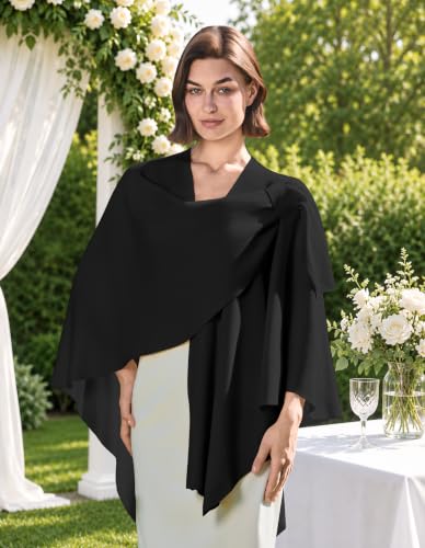 Image of PULI Womens Cross Front Poncho Shawl Wrap Elegant Wedding Formal Gift