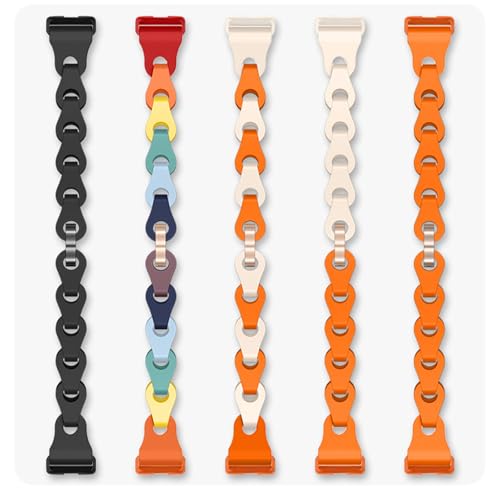 Trendy Silicone Watch Straps Decorative Chain Link Designed Breathable Wristband For Band 8/9/10 Bracelets Repair Watch Band4