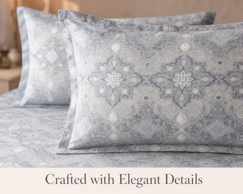 Image of BSB HOME 240 TC Cotton King Size Bedsheet, Premium Soft Breathable Floral Printed Double Bed Sheet, Bed Cover for Bedroom, Durable Bedding, 90 x 100 Inches (229 x 254 cm) - Slate Grey