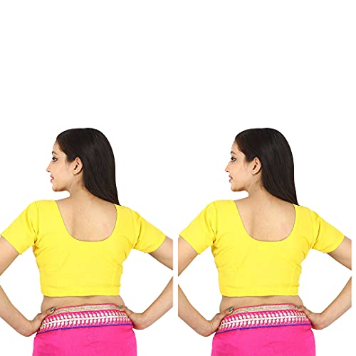 Image of Namita Women's Rubia Cotton Half Sleeve Readymade Blouse (U-COT-COM-2-YELLOW-YELLOW-38 Yellow 38)