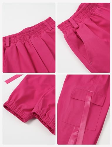 Image of Rolanko Girls Cargo Pants for Kids Loose Streetwear Hip Hop Dance Cotton Cargo Jogger Pants for Kids 4-15 Years