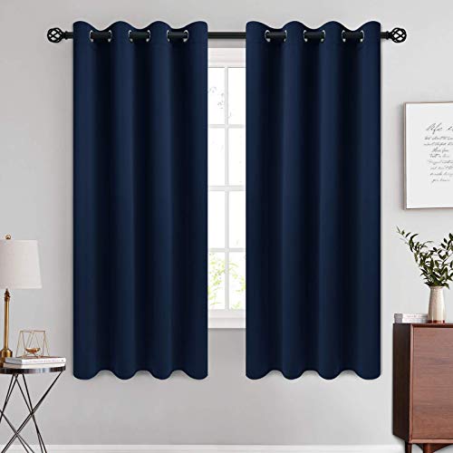 Image of COSVIYA Grommet Room Darkening Navy Blue Curtains 63 inch Long for Bedroom | Light Blocking Insulated Thermal Curtains for Living Room, Blackout Thick Polyester Window Drapes,52x63 inches, 2 Panels