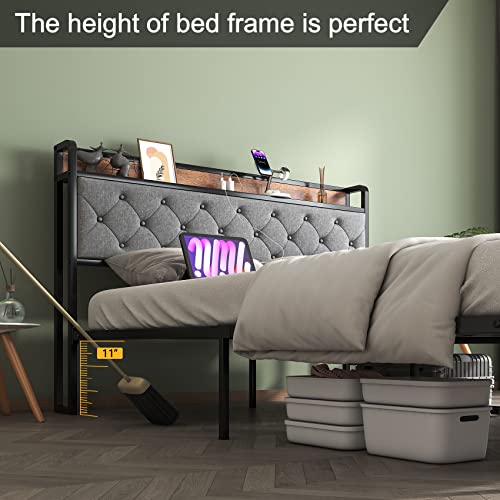 Cbbpet Full Size Bed Frame With Headboard, Bed Frame With Charging Station, Platform Bed Frame Full No Box Spring Needed - Easy To Assemble #TOP3