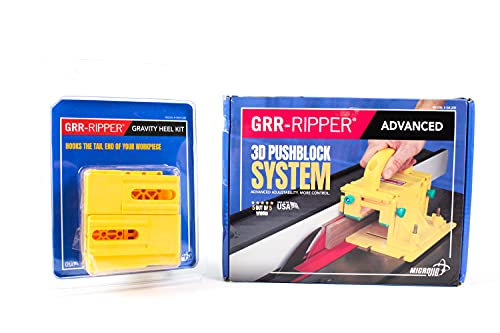 Microjig Grr-Ripper GR-200/GRGH-040 Advanced 3D Pushblock With Gravity Heel For Table Saw, Router Table, Jointer, And Band Saw, Kit