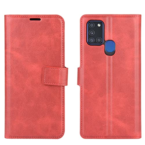 Custodia per Samsung A21S PU Pelle Wallet Protettivo Cellulare Flip Cover per Samsung Galaxy A21S A217F 2020 a Portafoglio Telefono con Magnetica (Red)