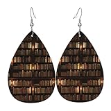 Design créatif : ces boucles d'oreilles en forme de goutte de bibliothèque sont conçues de manière unique avec impression double face pour montrer la personnalité créative, un style unique. Robuste et durable, avec une bonne finition, petit et léger, ne blessera pas vos oreilles lorsque vous le portez.